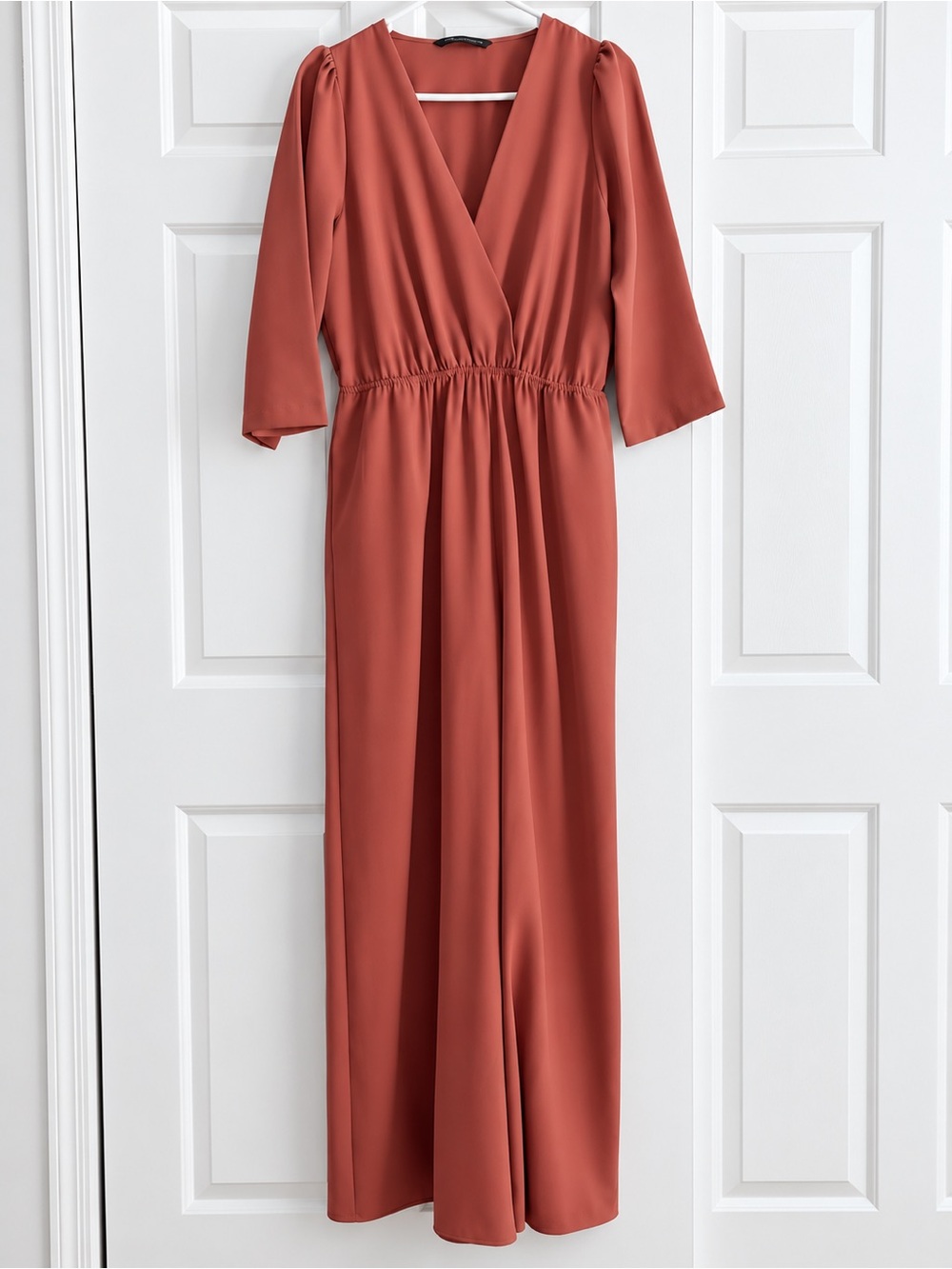 Zara Terra-Cotta V-Neck Wrap Maxi Dress
